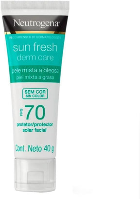 Sun Fresh Protetor Solar Facial Para Pele Oleosa Derm Care Sem Cor FPS 70, 40g