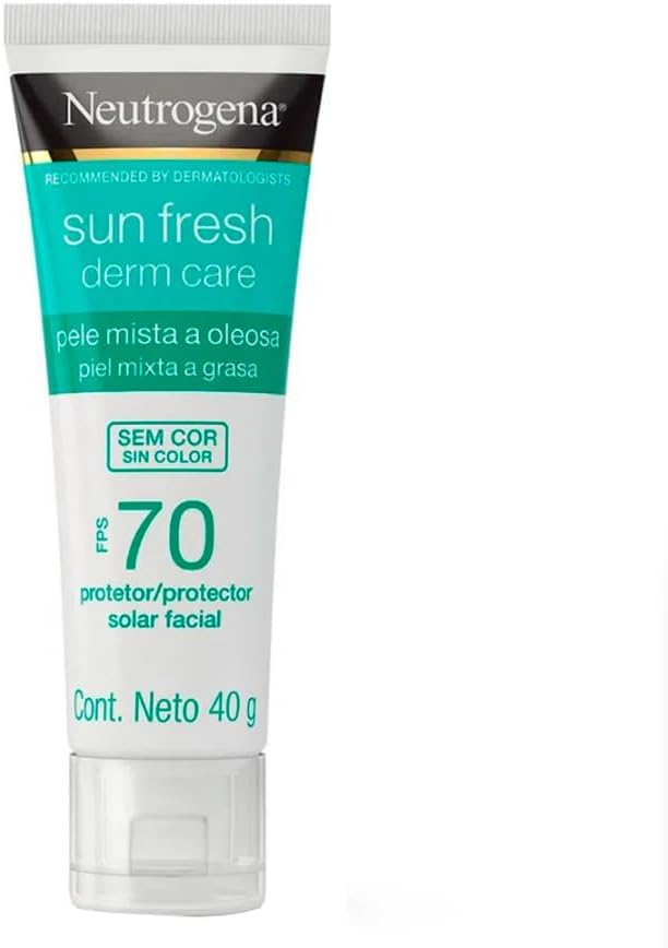 Sun Fresh Protetor Solar Facial Para Pele Oleosa Derm Care Sem Cor FPS 70, 40g