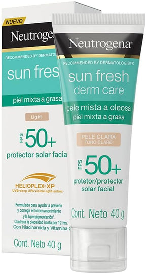 Sun Fresh Protetor Solar Facial Para Pele Oleosa Derm Care Sem Cor FPS 70, 40g