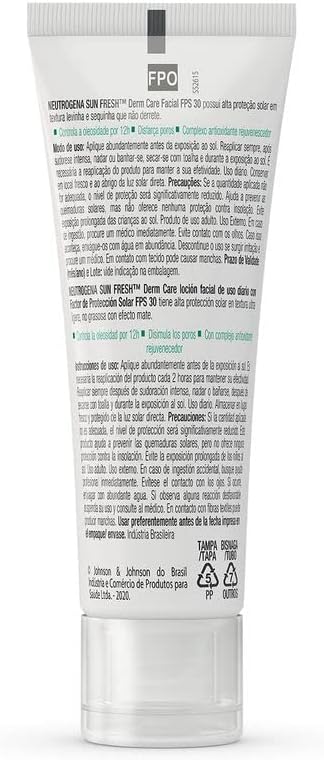 Sun Fresh Protetor Solar Facial Para Pele Oleosa Derm Care Sem Cor FPS 70, 40g
