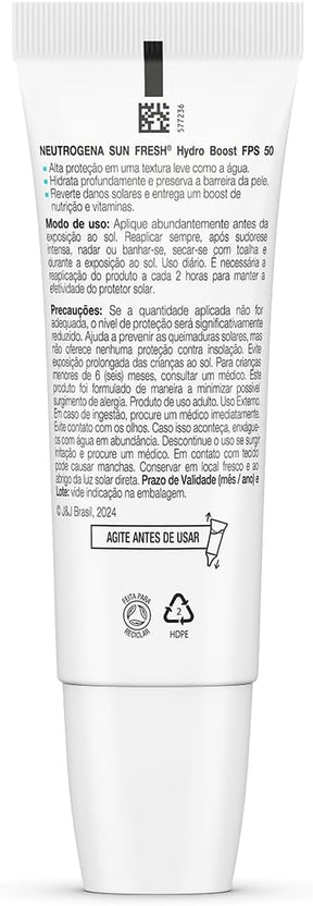 Protetor Solar Sun Fresh Hydro Boost Sem Cor FPS 50 40mL