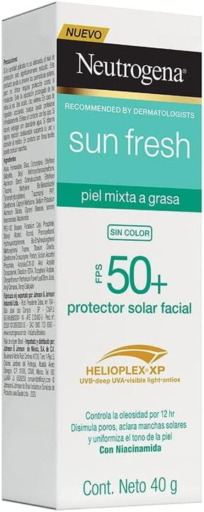 Sun Fresh Protetor Solar Facial Para Pele Oleosa Derm Care Sem Cor FPS 70, 40g