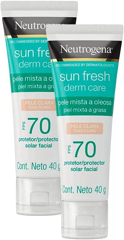 Kit 2 Protetor Solar Sun Fresh Oily Skin Pele Clara Fps 70