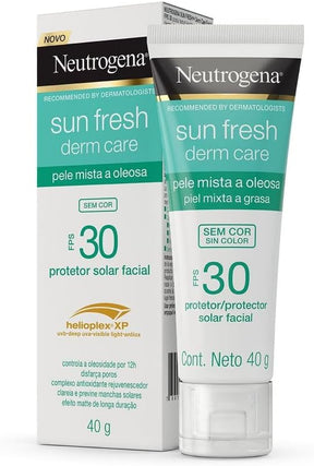 Sun Fresh Protetor Solar Facial Para Pele Oleosa Derm Care Sem Cor FPS 70, 40g