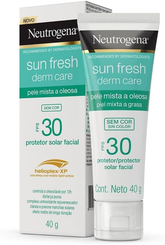 Sun Fresh Protetor Solar Facial Para Pele Oleosa Derm Care Sem Cor FPS 70, 40g