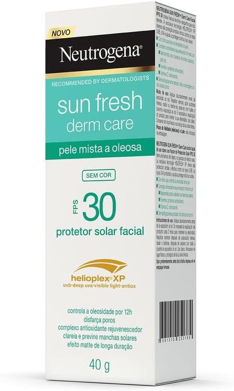 Sun Fresh Protetor Solar Facial Para Pele Oleosa Derm Care Sem Cor FPS 70, 40g
