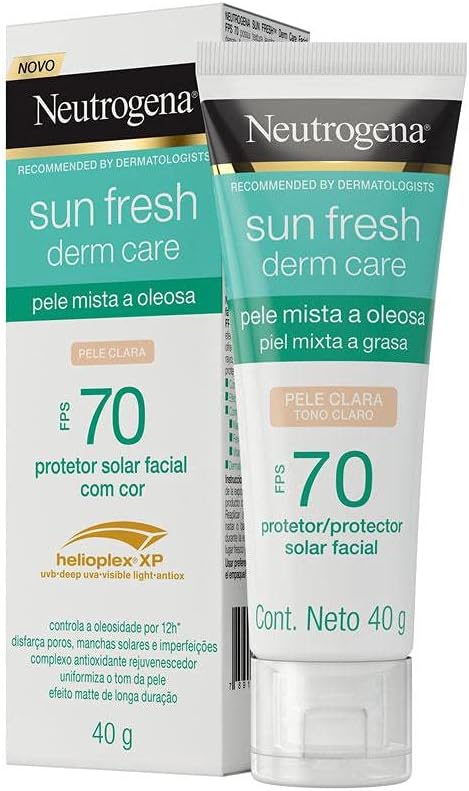 Kit 2 Protetor Solar Sun Fresh Oily Skin Pele Clara Fps 70