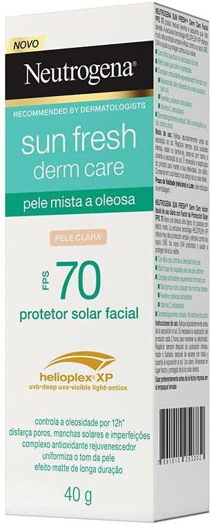Kit 2 Protetor Solar Sun Fresh Oily Skin Pele Clara Fps 70