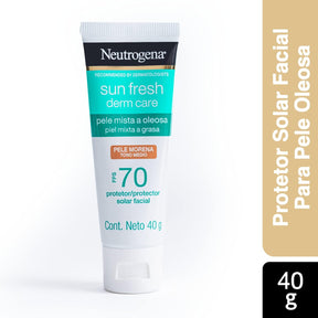 Sun Fresh Protetor Solar Facial Para Pele Oleosa Derm Care Sem Cor FPS 70, 40g