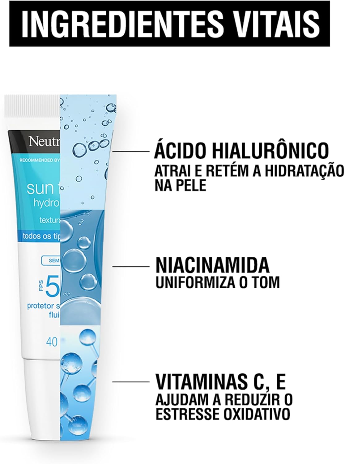 Protetor Solar Sun Fresh Hydro Boost Sem Cor FPS 50 40mL