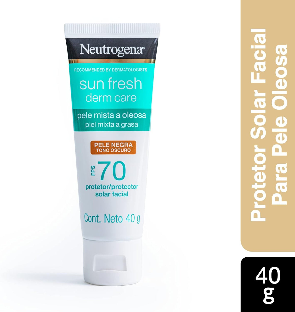 Sun Fresh Protetor Solar Facial Para Pele Oleosa Derm Care Sem Cor FPS 70, 40g