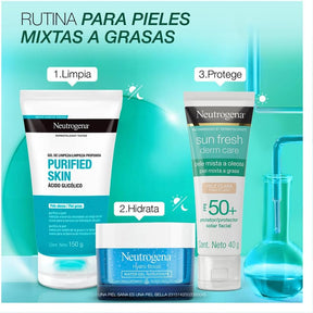 Sun Fresh Protetor Solar Facial Para Pele Oleosa Derm Care Sem Cor FPS 70, 40g