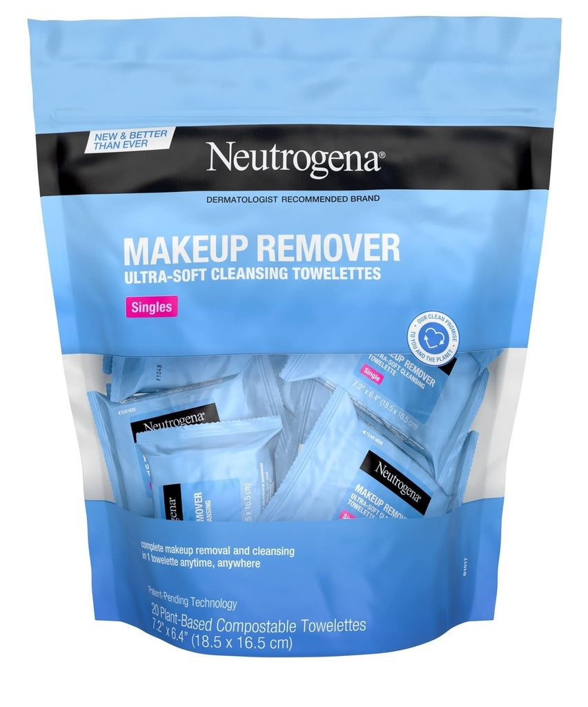 Lenços de Limpeza Demaquilante Individually Wrapped Sustainable Makeup Remover Cleansing Wipes 20 unidades