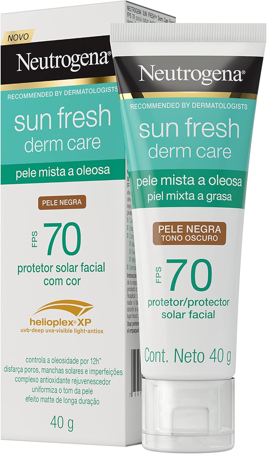 Sun Fresh Protetor Solar Facial Para Pele Oleosa Derm Care Sem Cor FPS 70, 40g