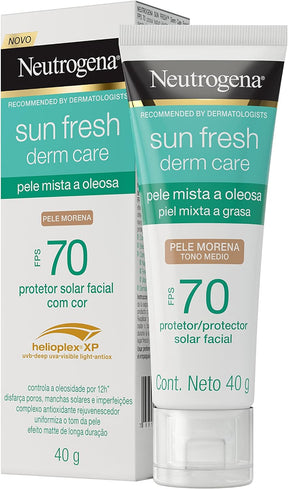 Sun Fresh Protetor Solar Facial Para Pele Oleosa Derm Care Sem Cor FPS 70, 40g