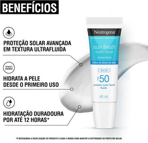 Protetor Solar Sun Fresh Hydro Boost Sem Cor FPS 50 40mL