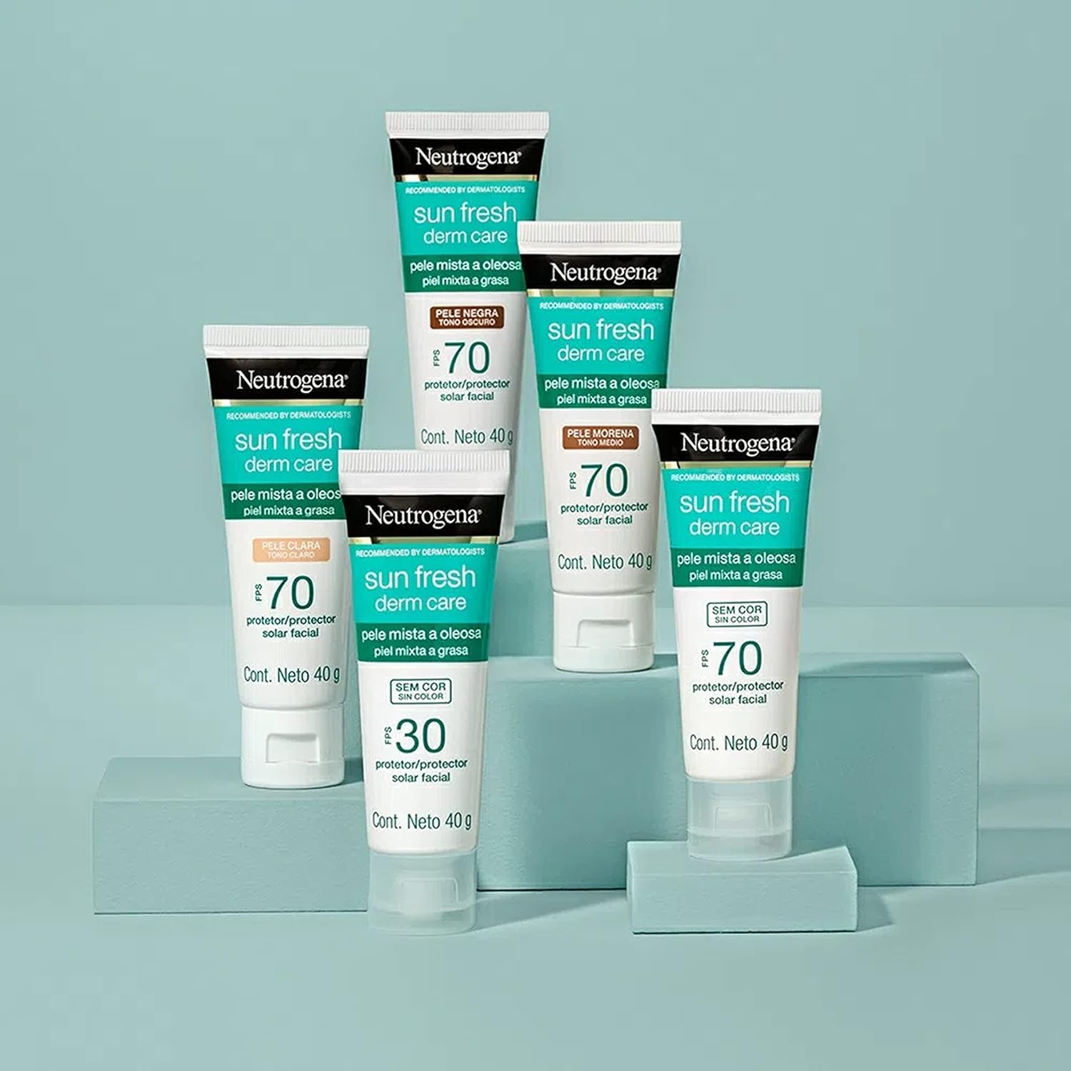Sun Fresh Protetor Solar Facial Para Pele Oleosa Derm Care Sem Cor FPS 70, 40g