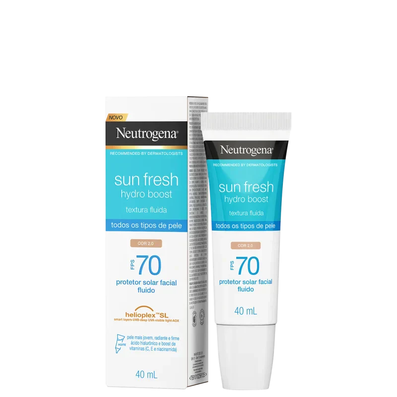 Sun Fresh Hydro Boost FPS70 Cor 2.0 - Protetor Solar Facial com Cor 40ml