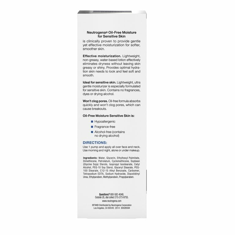 Hidratante Facial Ultra-Suave , Oil Free Moisture, Ultra-Gentle Facial Moisturizer, Sensitive Skin, 118ml